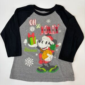 Disney Aulani Mickey‎ Mouse Girls Small Mele Kalikimaka Holiday Baseball 3/4 Tee